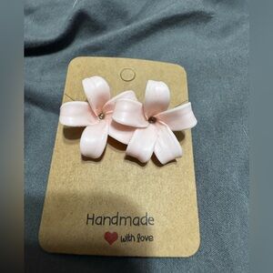 Pink Handmade clay Flower earring(studs)